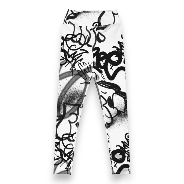 Leggings de cintura alta con grafiti monocromático