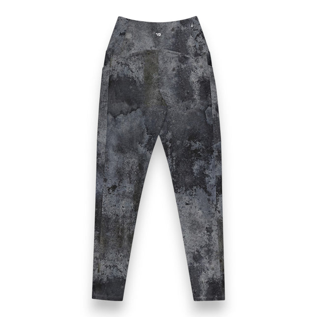 Charcoal Grunge High-Waisted Leggings (Pockets)