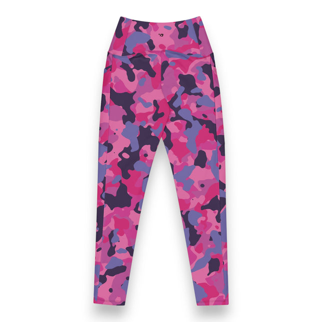 Leggings de cintura alta con estampado de camuflaje en color obsidiana rosa (bolsillos)