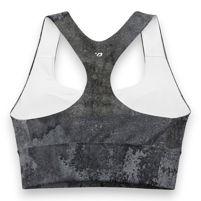 Charcoal Grunge Longline Sports Bra