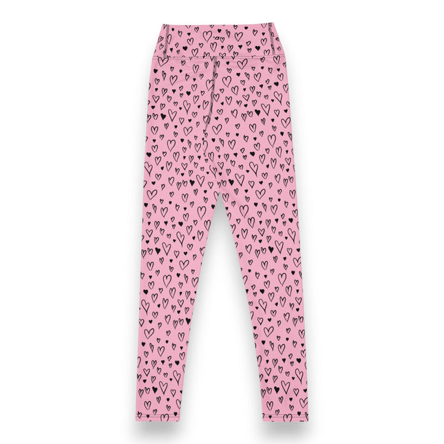 Leggings de cintura alta con corazón grunge en color rosa