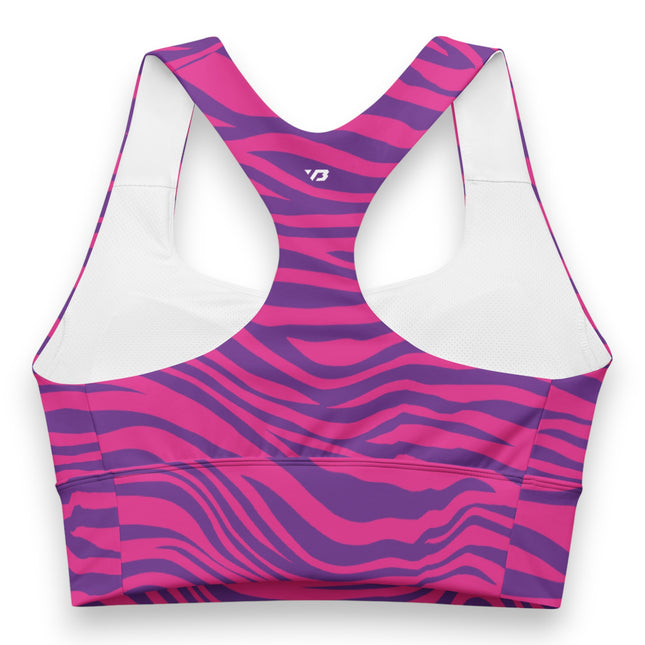 Hot Pink Stripes Longline Sports Bra