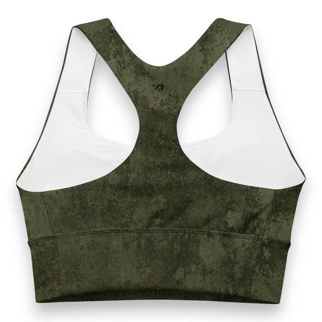 Forest Green Grunge Longline Sports Bra