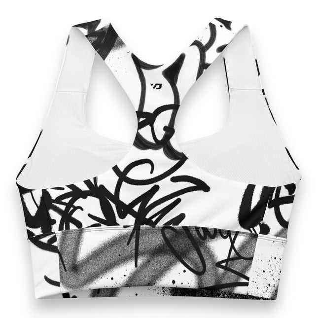 Monochrome Graffiti Longline Sports Bra