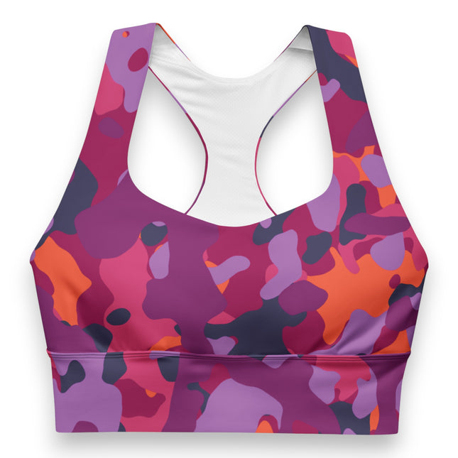 Magenta Blaze Camo Longline Sports Bra