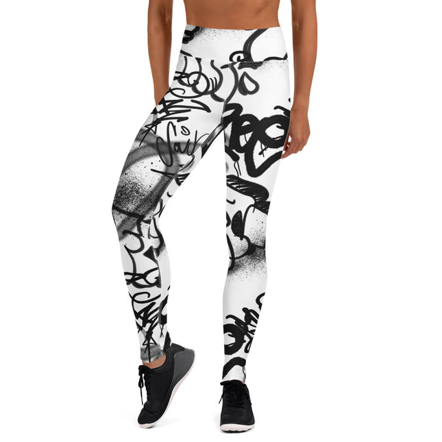 Leggings de cintura alta con grafiti monocromático