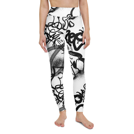 Leggings de cintura alta con grafiti monocromático