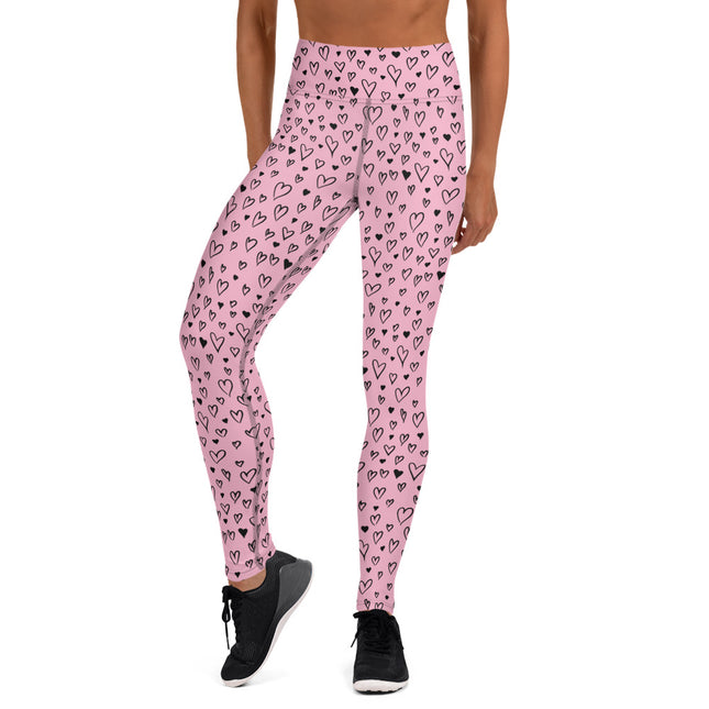 Pink Grunge Heart High-Waisted Leggings