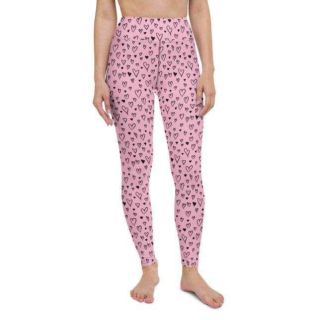 Pink Grunge Heart High-Waisted Leggings