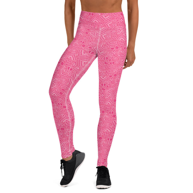 Pink Magenta Tribe High-Waisted Leggings