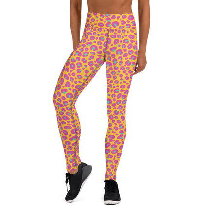 Leggings de yoga de cintura alta con estampado de leopardo al atardecer