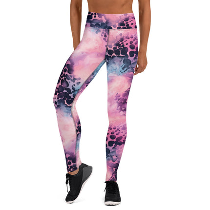 Leggings de cintura alta con estampado de leopardo y algodón de azúcar en color rosa