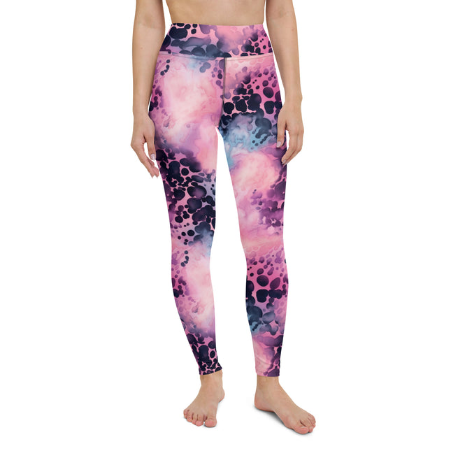 Leggings de cintura alta con estampado de leopardo y algodón de azúcar en color rosa