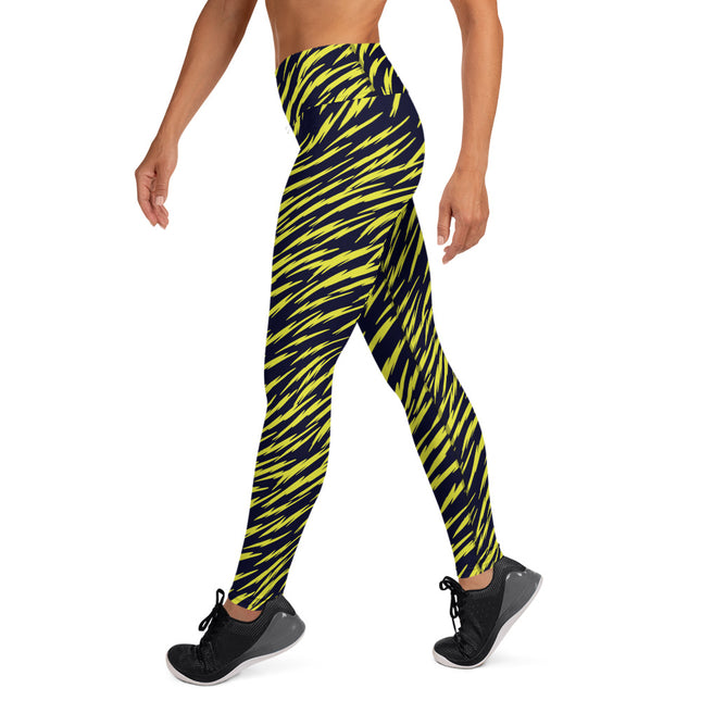 Yellow Tiger Stripe High-Waisted Leggings