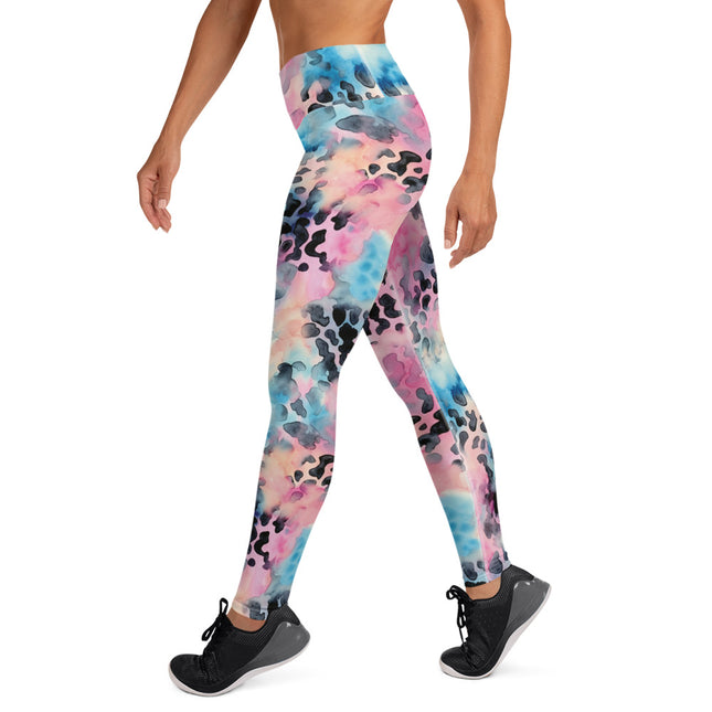 Blue Cotton Candy Leopard High-Waisted Leggings