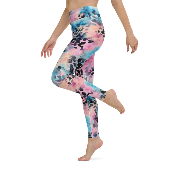 Blue Cotton Candy Leopard High-Waisted Leggings