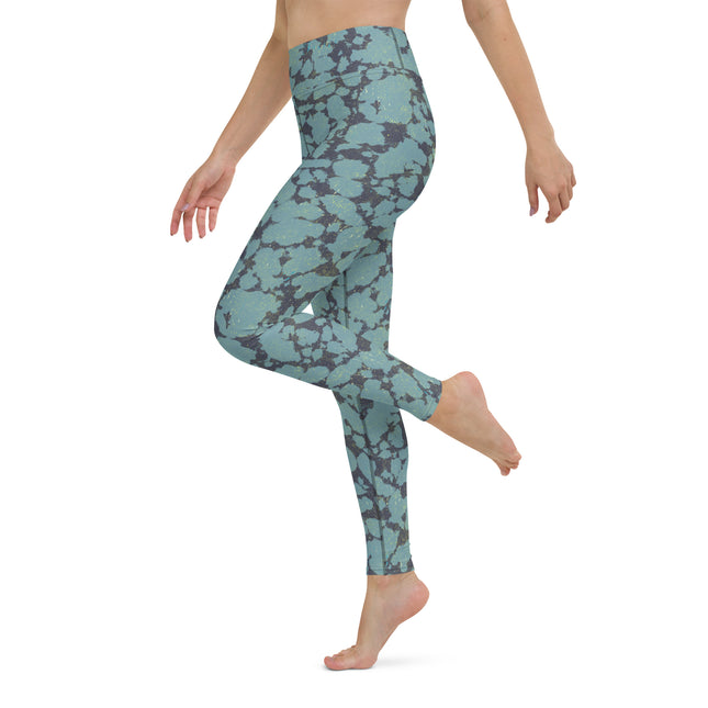 Cyan Topaz High-Waisted Leggings