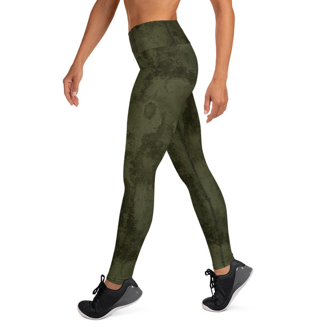 Forest Green Grunge High-Waisted Leggings