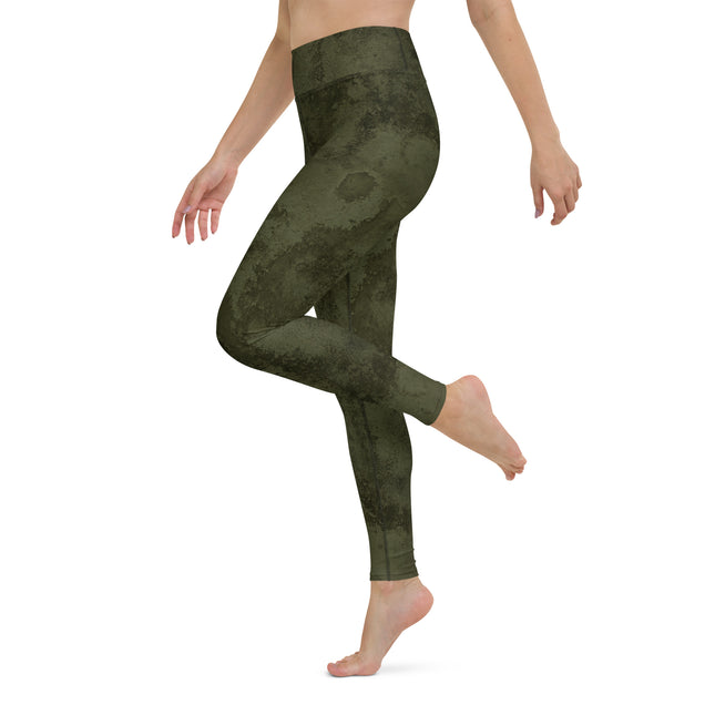 Forest Green Grunge High-Waisted Leggings