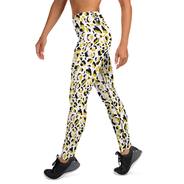 Leggings de cintura alta con estampado de leopardo dorado