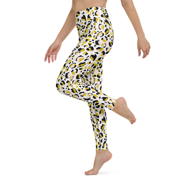 Leggings de cintura alta con estampado de leopardo dorado