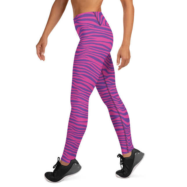 Hot Pink Stripes High-Waisted Leggings