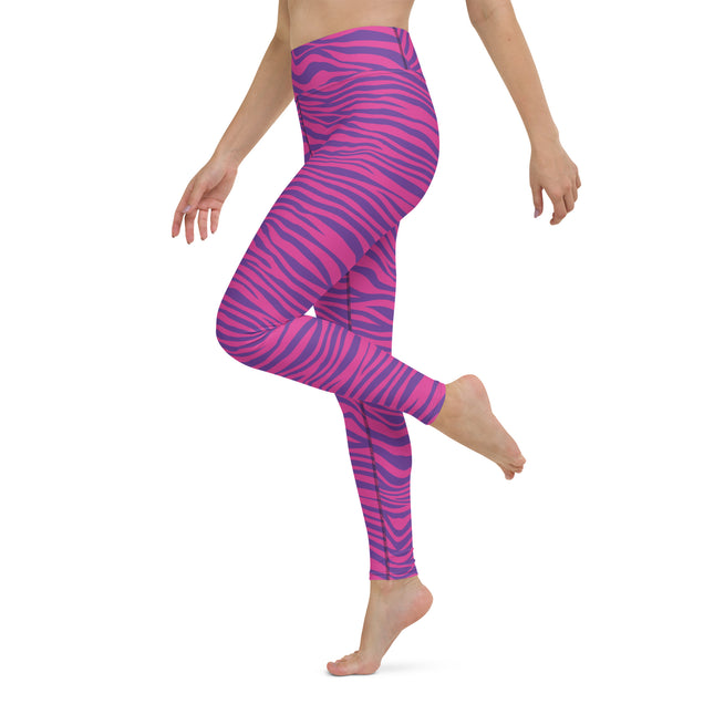 Hot Pink Stripes High-Waisted Leggings