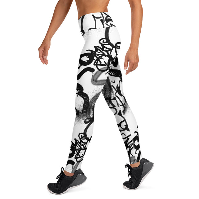 Monochrome Graffiti High-Waisted Leggings