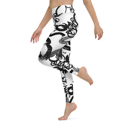 Leggings de cintura alta con grafiti monocromático