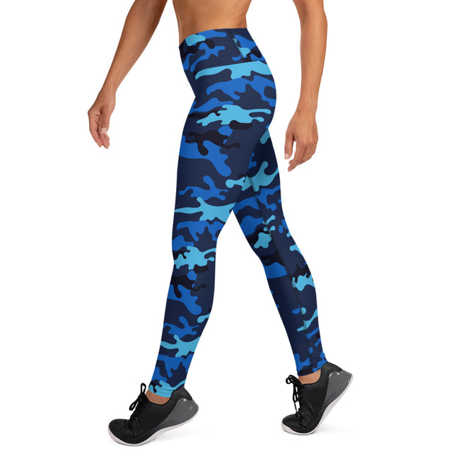 Leggings deportivos de cintura alta con diseño de camuflaje marino de medianoche