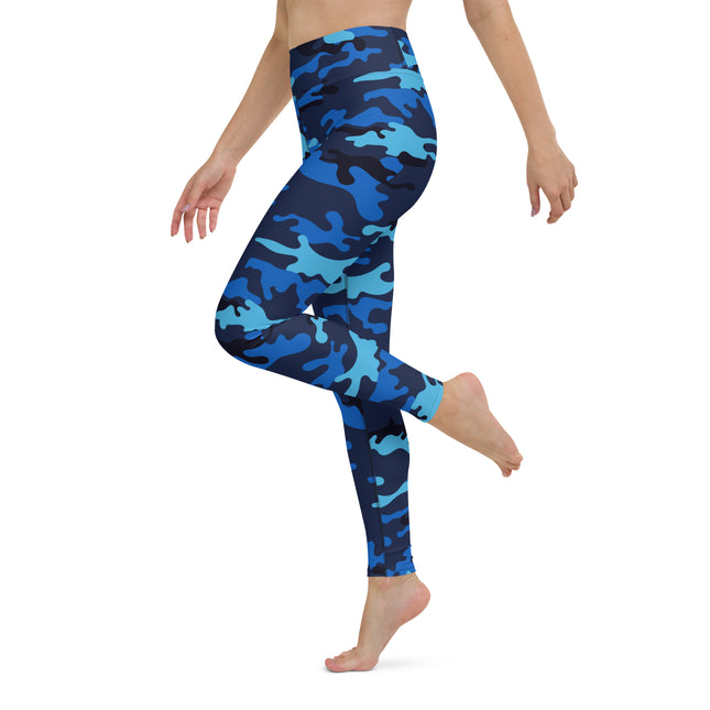 Leggings deportivos de cintura alta con diseño de camuflaje marino de medianoche