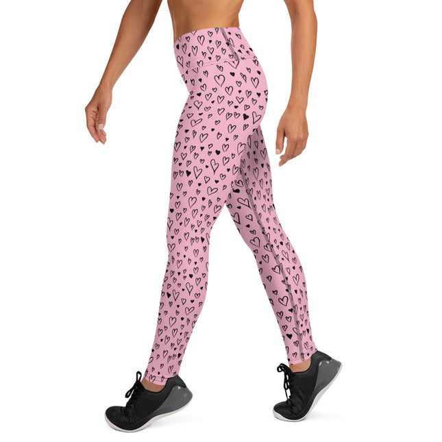 Pink Grunge Heart High-Waisted Leggings