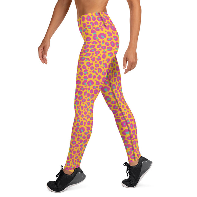 Leggings de yoga de cintura alta con estampado de leopardo al atardecer