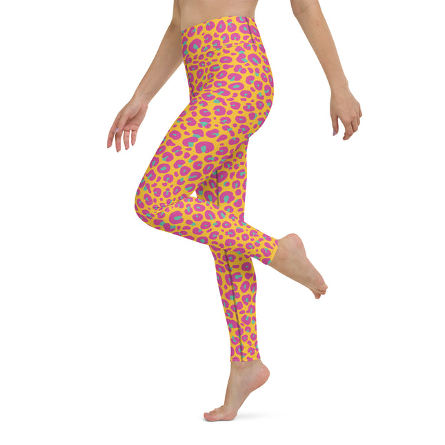 Leggings de yoga de cintura alta con estampado de leopardo al atardecer