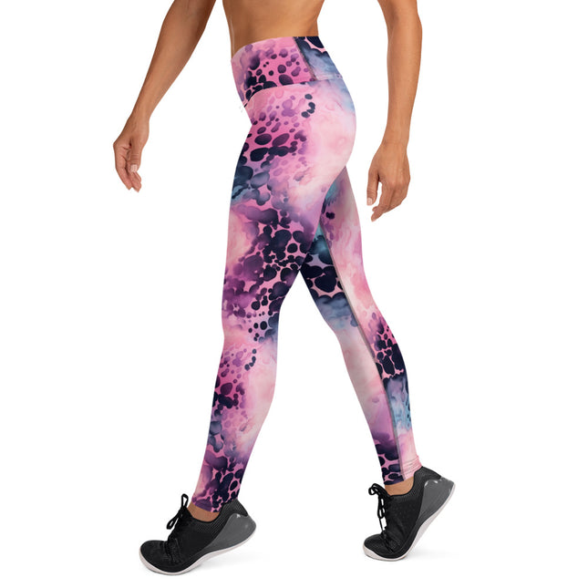 Leggings de cintura alta con estampado de leopardo y algodón de azúcar en color rosa