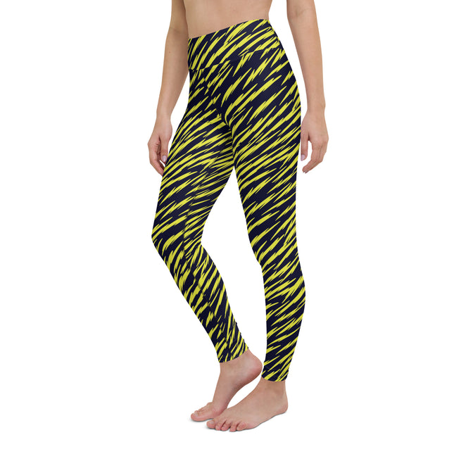 Yellow Tiger Stripe High-Waisted Leggings