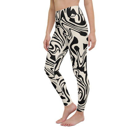 Leggings de cintura alta con diseño abstracto de líquido negro