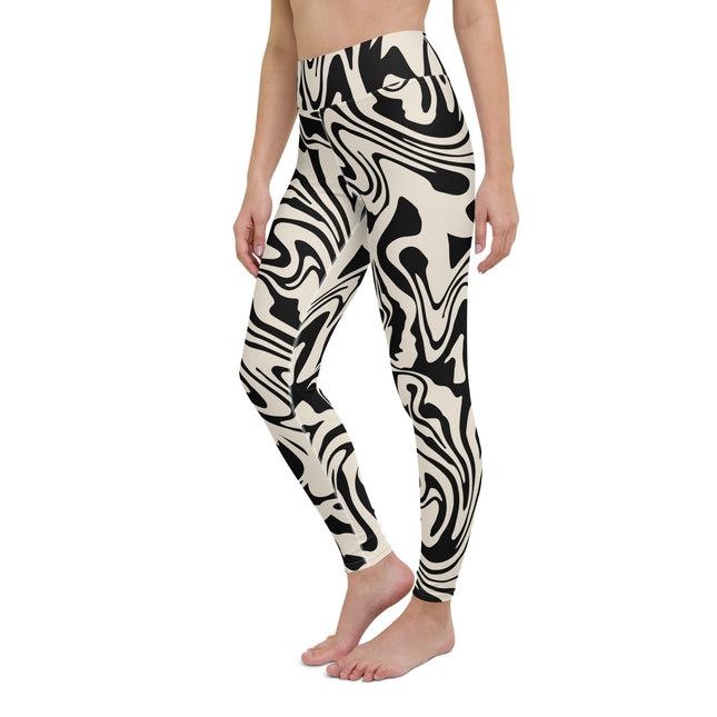 Black Abstract Liquid High-Waisted Leggings