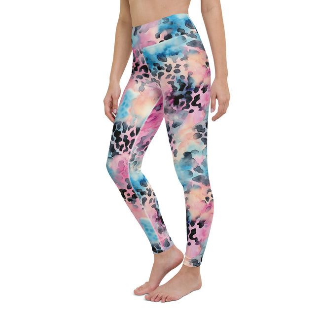 Blue Cotton Candy Leopard High-Waisted Leggings