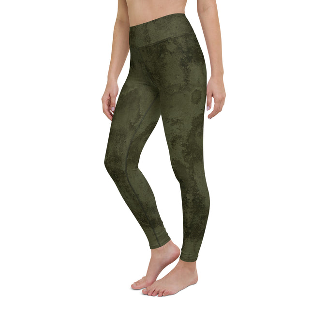 Forest Green Grunge High-Waisted Leggings