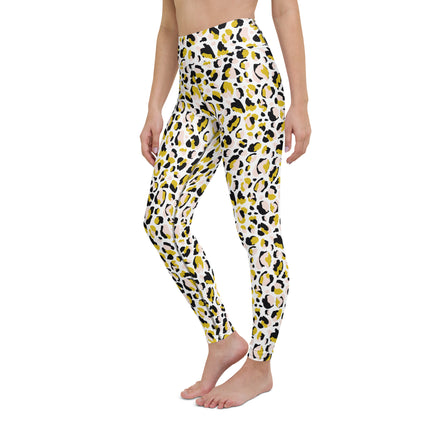 Leggings de cintura alta con estampado de leopardo dorado