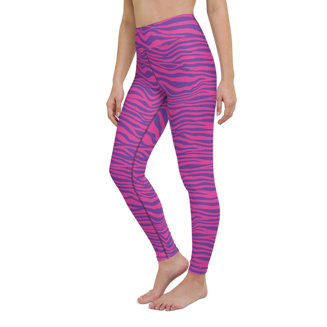 Hot Pink Stripes High-Waisted Leggings