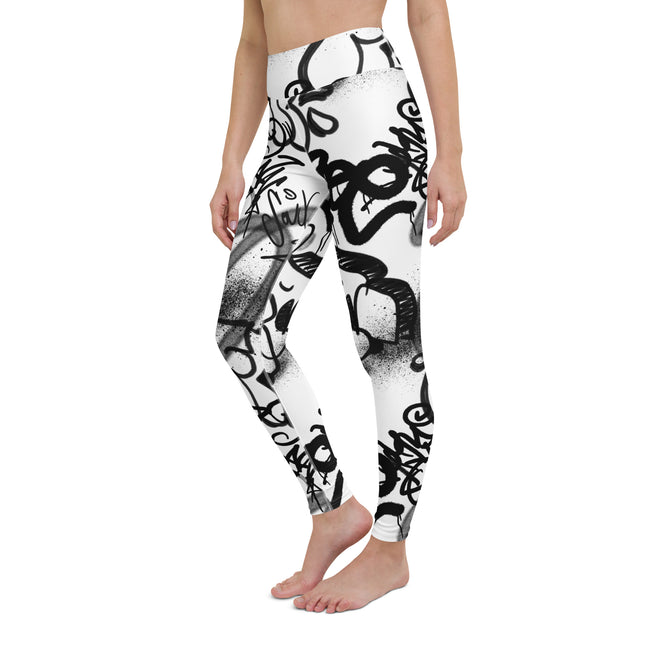 Leggings de cintura alta con grafiti monocromático