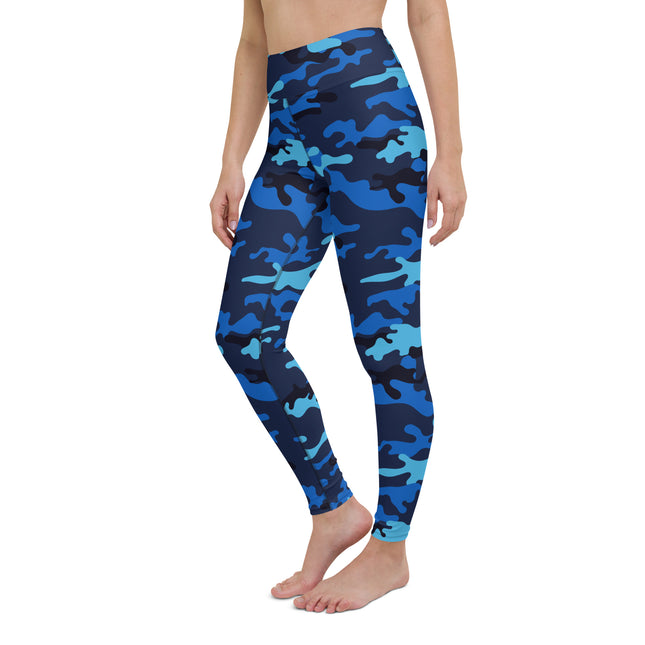 Leggings deportivos de cintura alta con diseño de camuflaje marino de medianoche