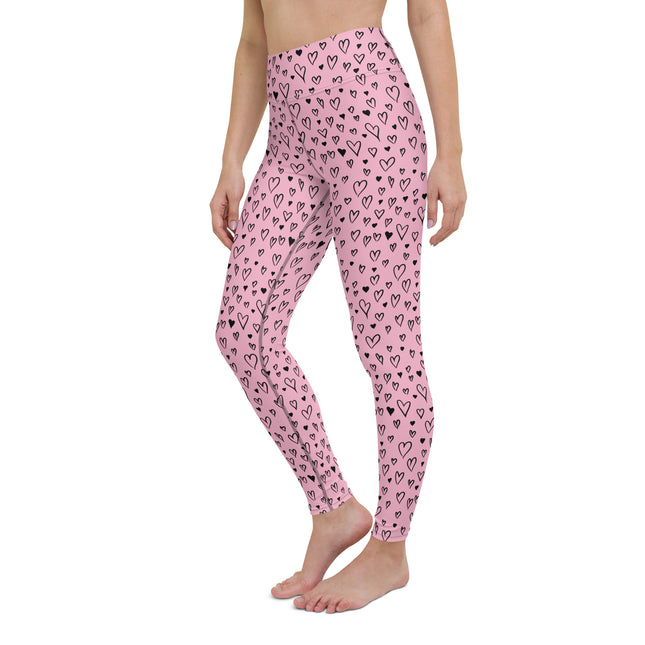 Leggings de cintura alta con corazón grunge en color rosa