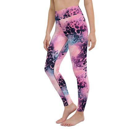 Leggings de cintura alta con estampado de leopardo y algodón de azúcar en color rosa