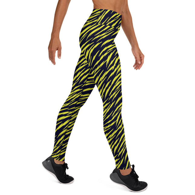 Yellow Tiger Stripe High-Waisted Leggings