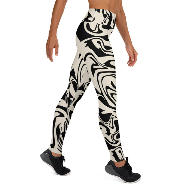 Leggings de cintura alta con diseño abstracto de líquido negro