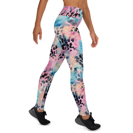 Leggings de cintura alta con estampado de leopardo y algodón de azúcar azul