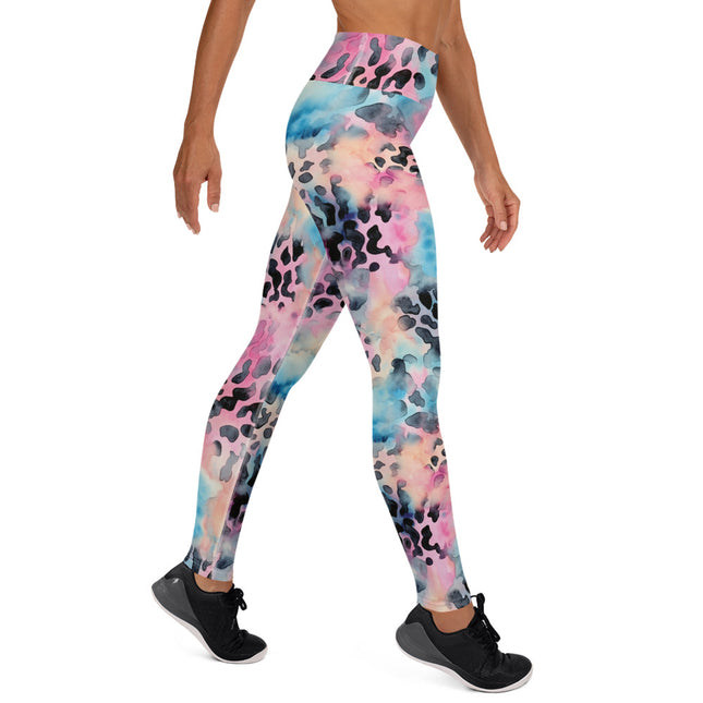 Blue Cotton Candy Leopard High-Waisted Leggings